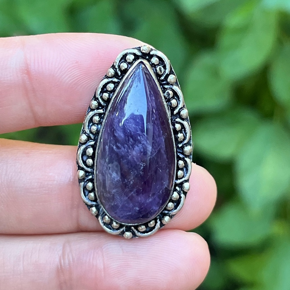 Size‎ 7.75 925 silver plated dark Amethyst ring